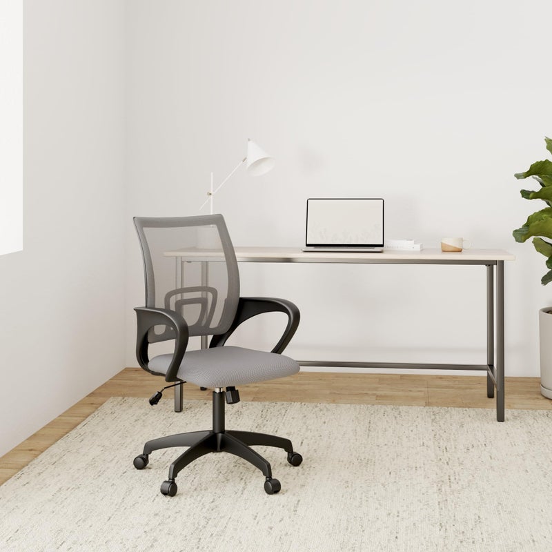BestOffice | Ergonomic Office Chair | Mid-Back Swivel Desk Chair | Breathable Backrest & Lumbar Support | Adjustable Height | Sponge Seat | Rolling Wheels | Grey | for Adults & Women - Image 2